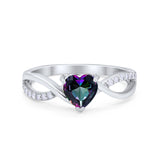 Infinity Shank Heart Promise Ring Round Cubic Zirconia 925 Sterling Silver