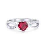 Infinity Shank Heart Promise Ring Round Cubic Zirconia 925 Sterling Silver