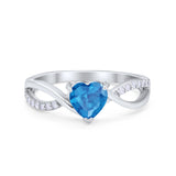 Infinity Shank Heart Promise Ring Round Cubic Zirconia 925 Sterling Silver