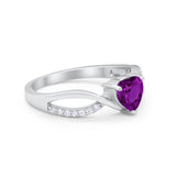 Infinity Shank Heart Promise Ring Round Cubic Zirconia 925 Sterling Silver