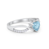 Infinity Shank Heart Promise Ring Round Cubic Zirconia 925 Sterling Silver