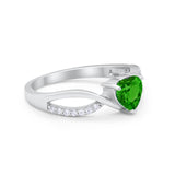Infinity Shank Heart Promise Ring Round Cubic Zirconia 925 Sterling Silver