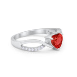 Infinity Shank Heart Promise Ring Round Cubic Zirconia 925 Sterling Silver