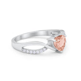 Infinity Shank Heart Promise Ring Round Cubic Zirconia 925 Sterling Silver