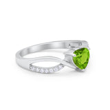 Infinity Shank Heart Promise Ring Round Cubic Zirconia 925 Sterling Silver
