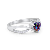 Infinity Shank Heart Promise Ring Round Cubic Zirconia 925 Sterling Silver