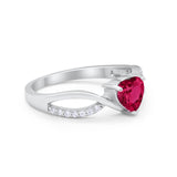 Infinity Shank Heart Promise Ring Round Cubic Zirconia 925 Sterling Silver