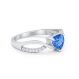 Infinity Shank Heart Promise Ring Round Cubic Zirconia 925 Sterling Silver