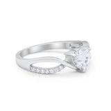 Infinity Shank Heart Promise Ring Round Cubic Zirconia 925 Sterling Silver