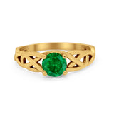Solitaire Celtic Engagement Ring Round Cubic Zirconia 925 Sterling Silver