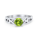 Solitaire Celtic Engagement Ring Round Cubic Zirconia 925 Sterling Silver