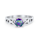 Solitaire Celtic Engagement Ring Round Cubic Zirconia 925 Sterling Silver