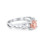 Solitaire Celtic Engagement Ring Round Cubic Zirconia 925 Sterling Silver