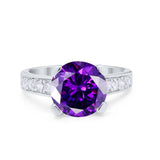 Solitaire Accent Wedding Engagement Ring Round CZ 925 Sterling Silver