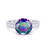 Solitaire Accent Wedding Engagement Ring Round CZ 925 Sterling Silver