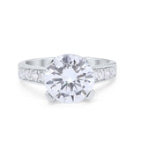 Solitaire Accent Wedding Engagement Ring Round CZ 925 Sterling Silver