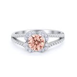 Art Deco Halo Wedding Engagement Ring Round Cubic Zirconia 925 Sterling Silver