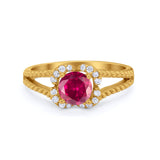 Art Deco Halo Wedding Engagement Ring Round Cubic Zirconia 925 Sterling Silver