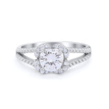 Art Deco Halo Wedding Engagement Ring Round Cubic Zirconia 925 Sterling Silver