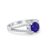 Art Deco Halo Wedding Engagement Ring Round Cubic Zirconia 925 Sterling Silver