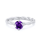 Solitaire Braided Twisted Shank promise Band Round Cubic Zirconia 925 Sterling Silver