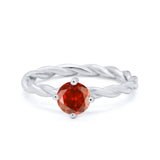 Solitaire Braided Twisted Shank promise Band Round Cubic Zirconia 925 Sterling Silver