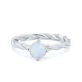 Solitaire Braided Twisted Shank promise Band Round Cubic Zirconia 925 Sterling Silver
