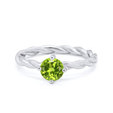Solitaire Braided Twisted Shank promise Band Round Cubic Zirconia 925 Sterling Silver