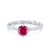 Solitaire Braided Twisted Shank promise Band Round Cubic Zirconia 925 Sterling Silver