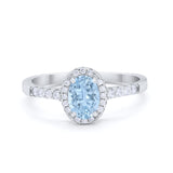 Art Deco Halo Oval Wedding Engagement Ring Round CZ 925 Sterling Silver