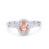 Art Deco Halo Oval Wedding Engagement Ring Round CZ 925 Sterling Silver