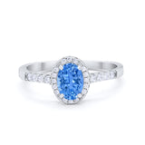 Art Deco Halo Oval Wedding Engagement Ring Round CZ 925 Sterling Silver
