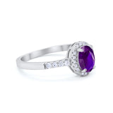 Art Deco Halo Oval Wedding Engagement Ring Round CZ 925 Sterling Silver