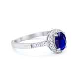 Art Deco Halo Oval Wedding Engagement Ring Round CZ 925 Sterling Silver