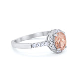 Art Deco Halo Oval Wedding Engagement Ring Round CZ 925 Sterling Silver