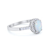 Art Deco Halo Oval Wedding Engagement Ring Round CZ 925 Sterling Silver
