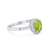 Art Deco Halo Oval Wedding Engagement Ring Round CZ 925 Sterling Silver