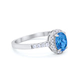 Art Deco Halo Oval Wedding Engagement Ring Round CZ 925 Sterling Silver