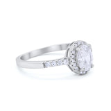 Art Deco Halo Oval Wedding Engagement Ring Round CZ 925 Sterling Silver