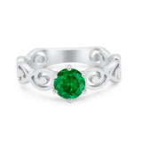 Spiral Swirl Filigree Wedding Engagement Ring Round Cubic Zirconia 925 Sterling Silver