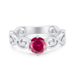 Spiral Swirl Filigree Wedding Engagement Ring Round Cubic Zirconia 925 Sterling Silver
