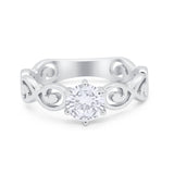 Spiral Swirl Filigree Wedding Engagement Ring Round Cubic Zirconia 925 Sterling Silver