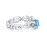Spiral Swirl Filigree Wedding Engagement Ring Round Cubic Zirconia 925 Sterling Silver