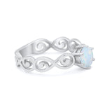 Spiral Swirl Filigree Wedding Engagement Ring Round Cubic Zirconia 925 Sterling Silver