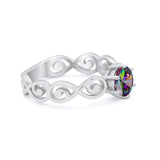 Spiral Swirl Filigree Wedding Engagement Ring Round Cubic Zirconia 925 Sterling Silver