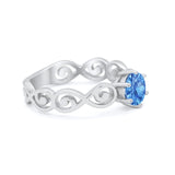 Spiral Swirl Filigree Wedding Engagement Ring Round Cubic Zirconia 925 Sterling Silver