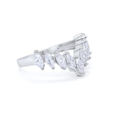 Curved Chevron Midi V Ring Marquise Cubic Zirconia 925 Sterling Silver