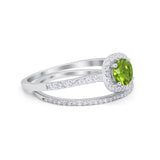 Two Piece Vintage Style Wedding Engagement Ring Band Halo Bridal Set Round Cubic Zirconia 925 Sterling Silver