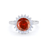Halo Floral Wedding Engagement Ring Round Cubic Zirconia 925 Sterling Silver