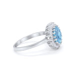 Halo Floral Wedding Engagement Ring Round Cubic Zirconia 925 Sterling Silver